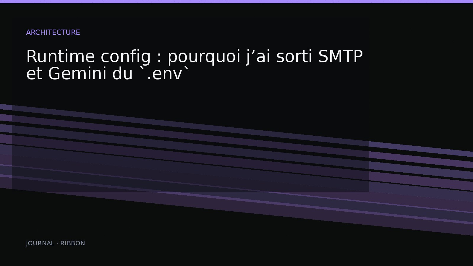 Runtime config: why I moved SMTP and Gemini out of `.env`